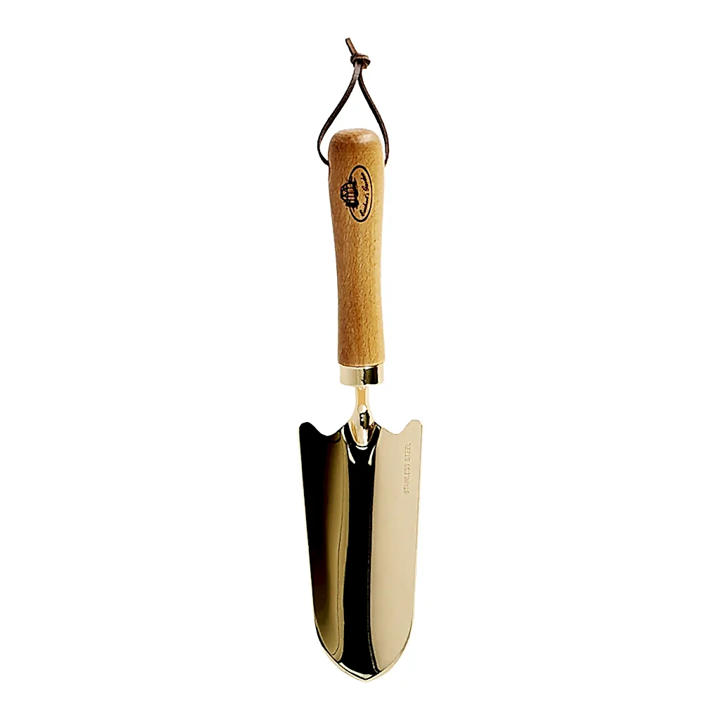 Beech Wood Trowel Gold Plated Stainless Steel