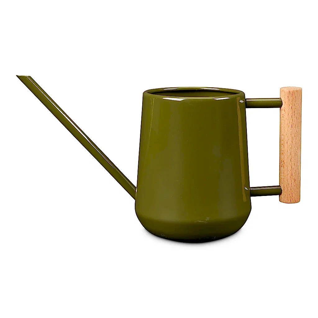 Indoor Watering Can 0.7L Olive with Beech Handle