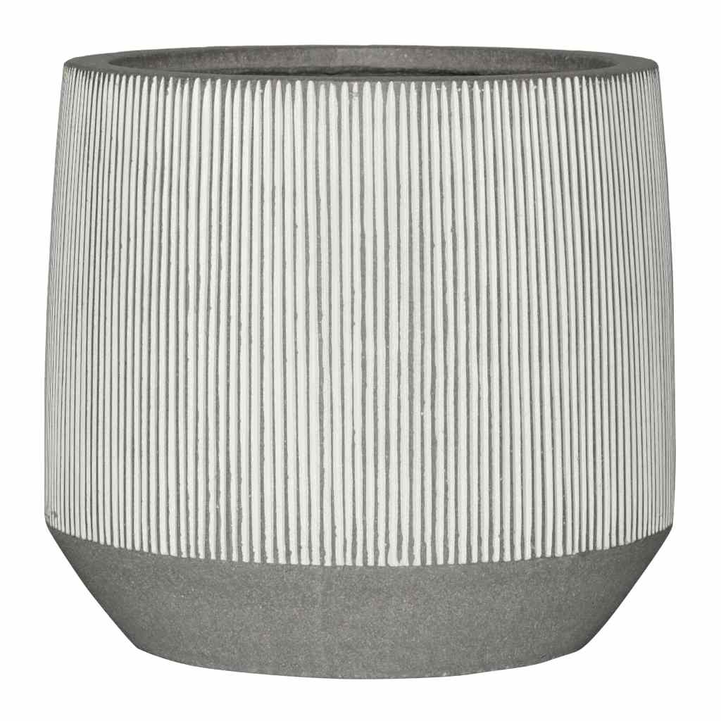 Ridged Harith Plant Pot - White Stripe