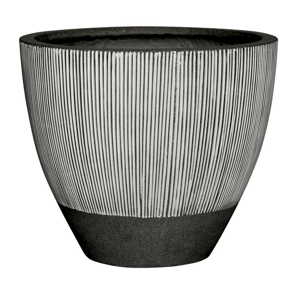 Ridged Jesslyn Plant Pot - White Stripe