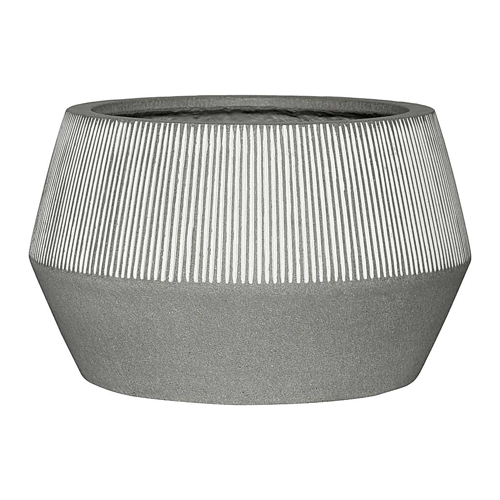 Ridged Low Harley Plant Pot - White Stripe