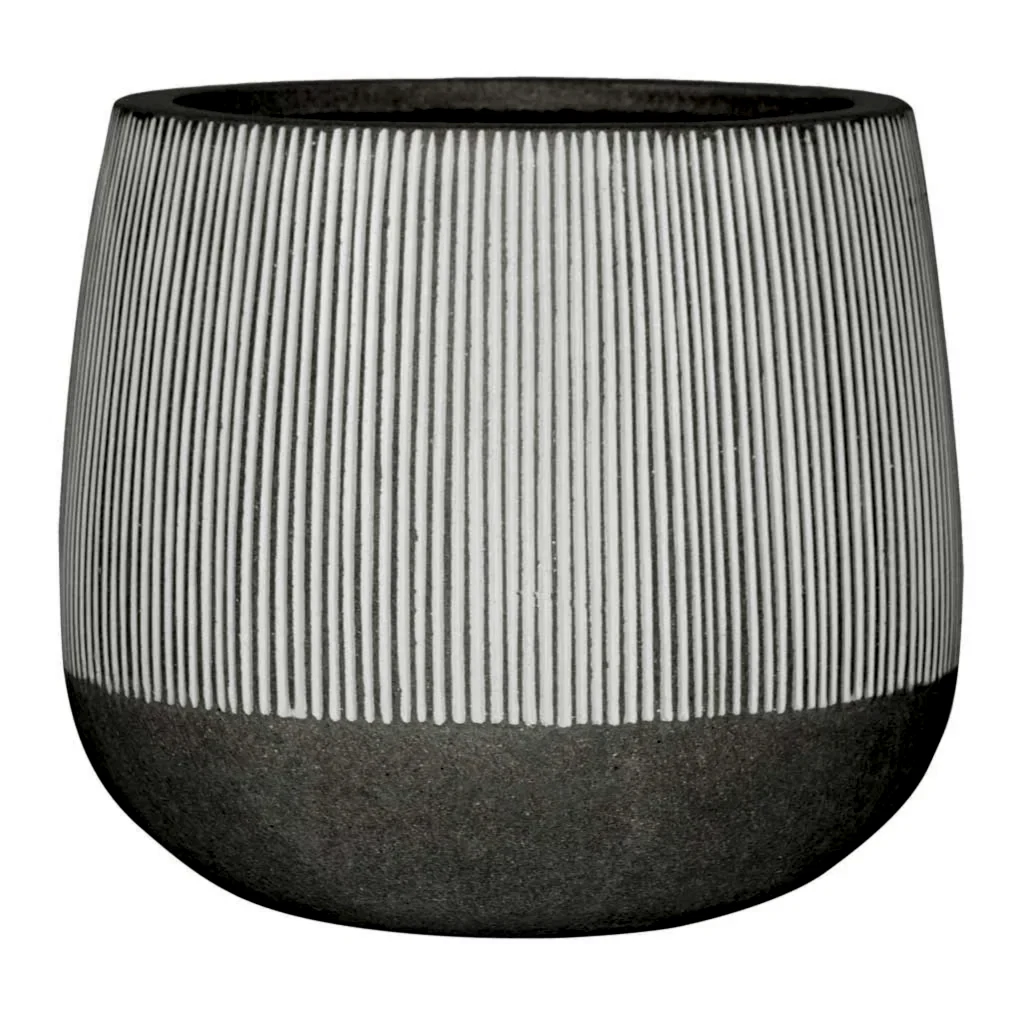 Ridged Pax Plant Pot - White Stripe