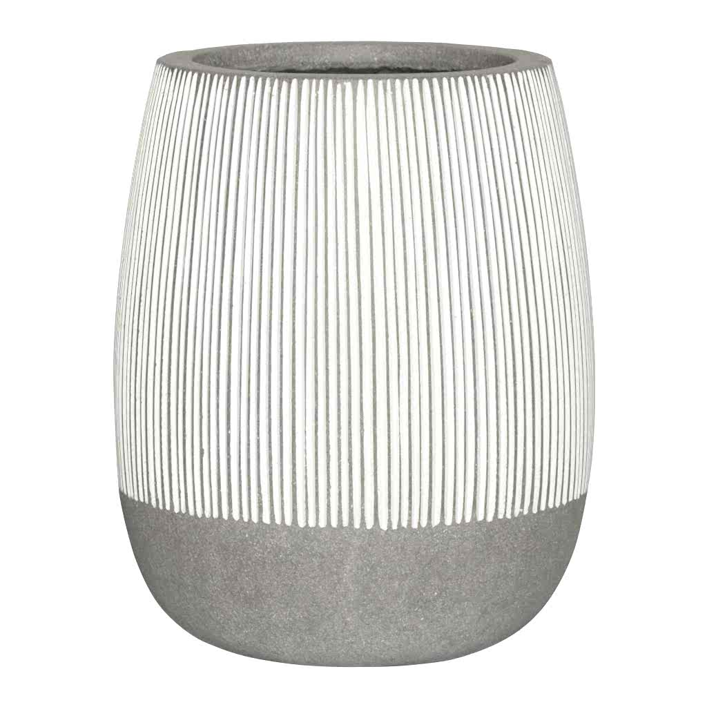 Ridged Perry Plant Pot - White Stripe
