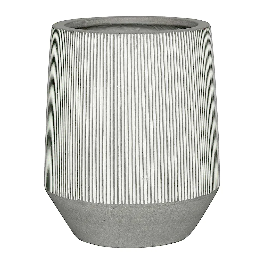 Ridged Tall Harith Plant Pot - White Stripe