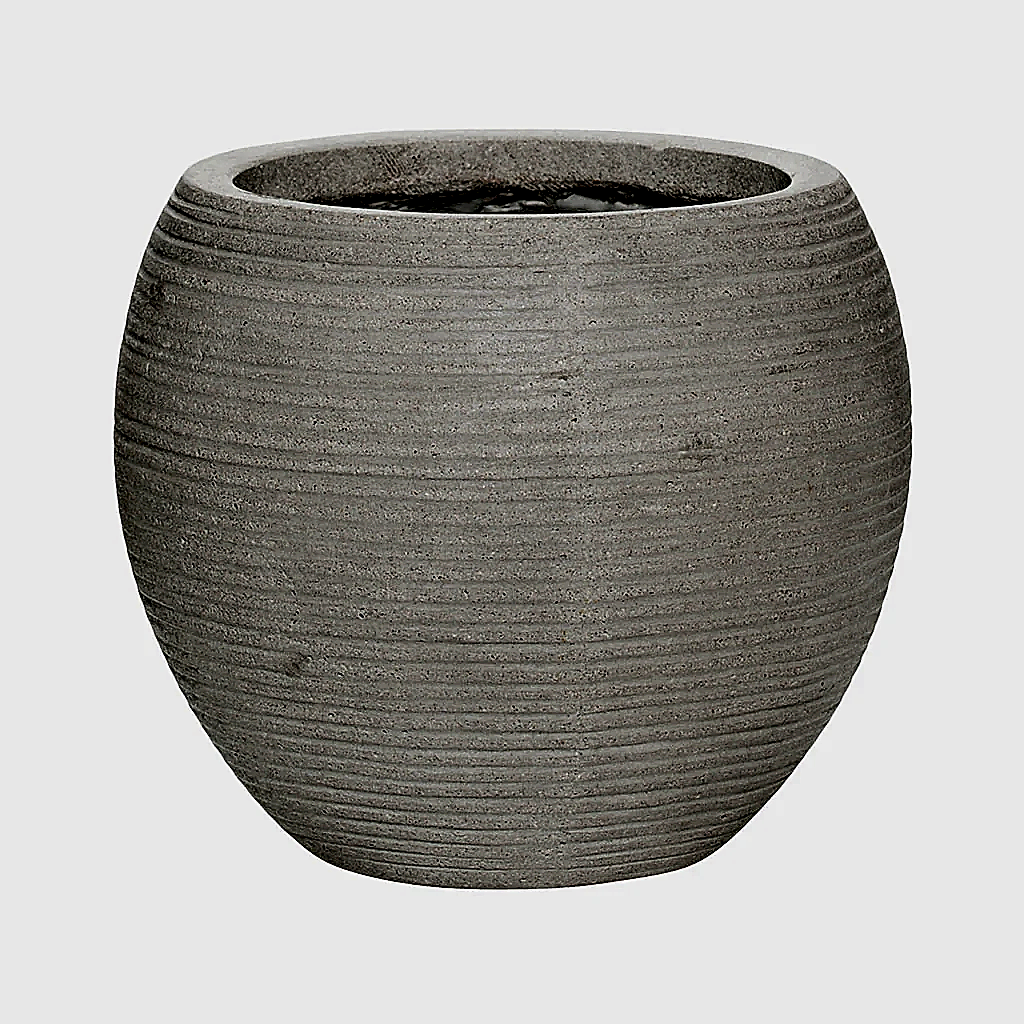 Abby Ball Plant Pot - Ridged Cement 23 x 20cm