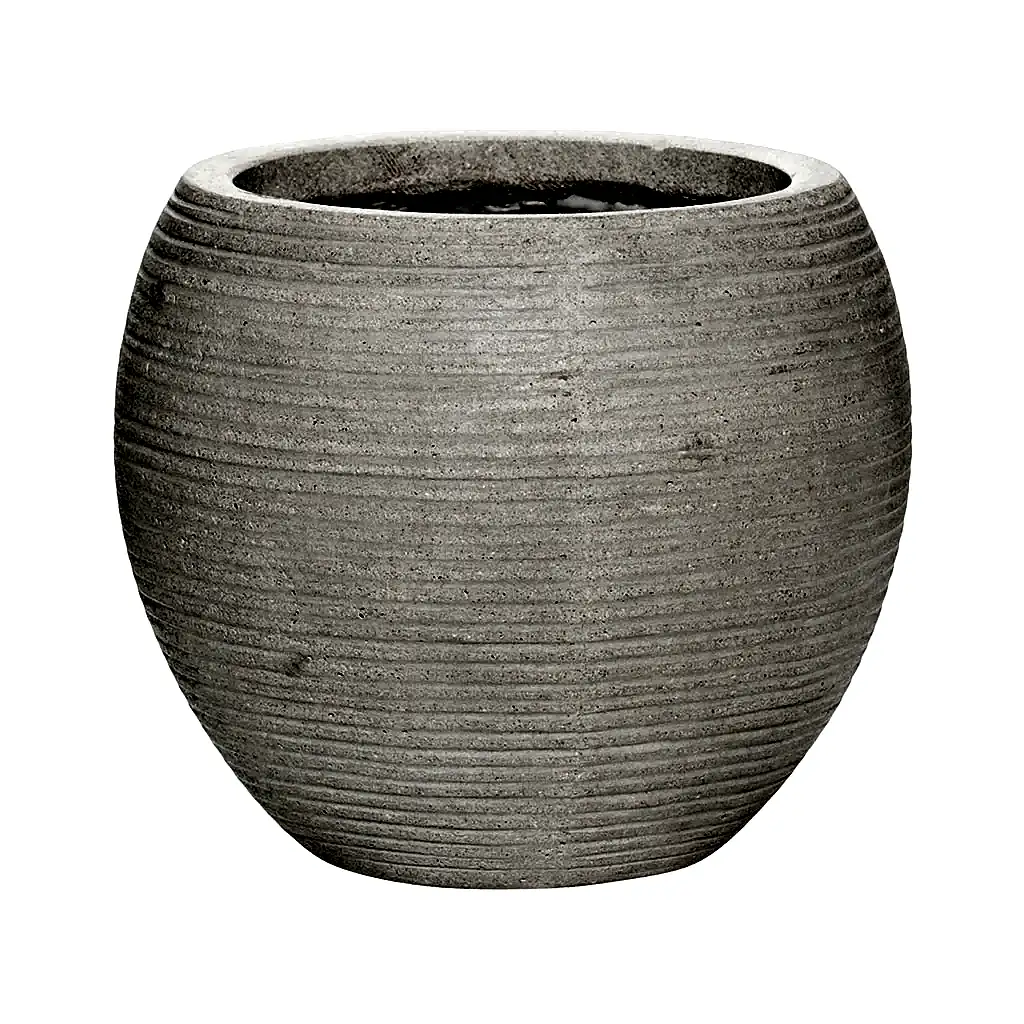 Abby Ball Plant Pot - Ridged Cement 23 x 20cm