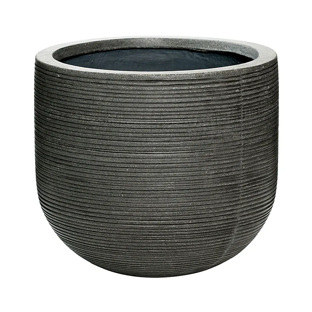 Dice Plant Pot - Ridged Dark Grey 28 x 25cm