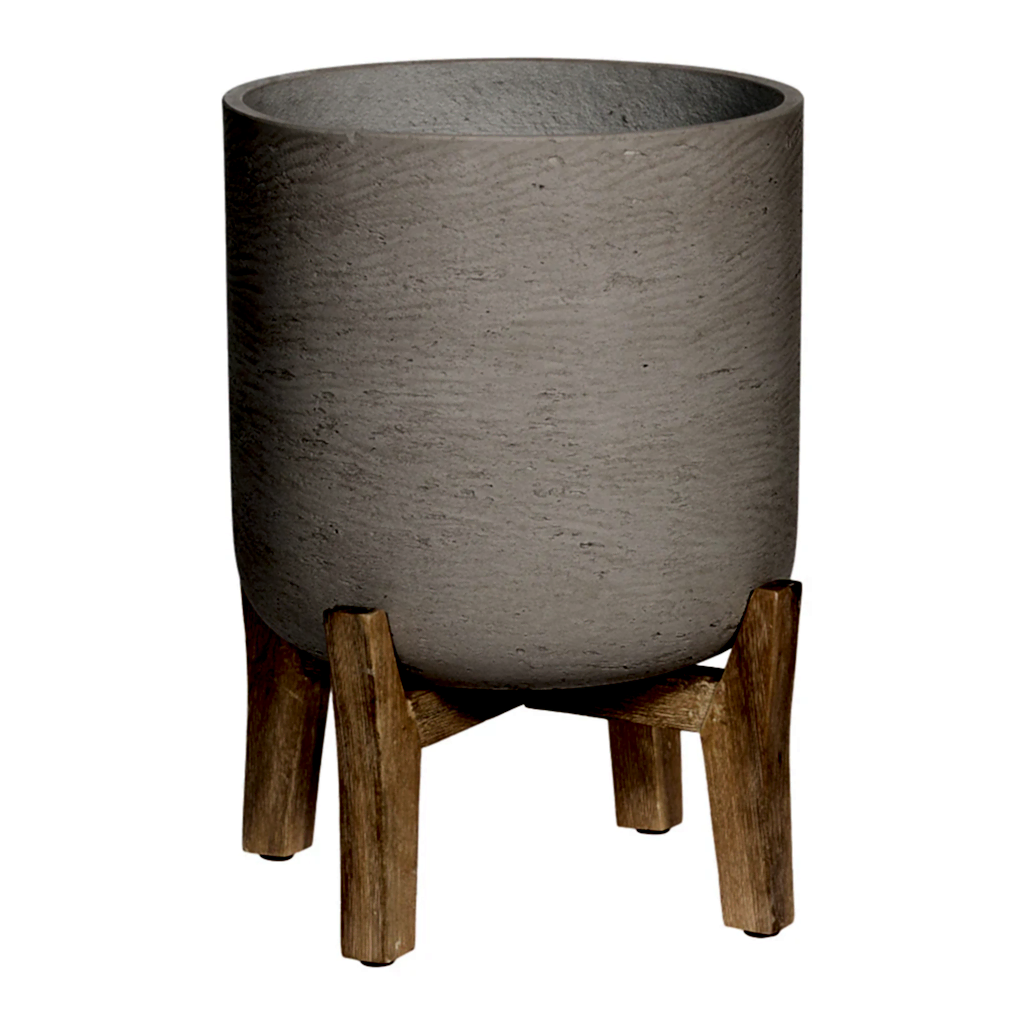 Charlie Plant Pot Low Stand Grey Washed