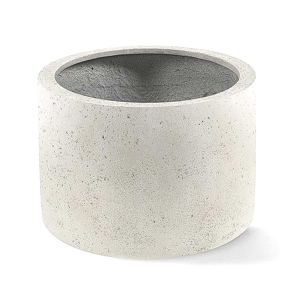 Grigio Cylinder Planter - Antique White Concrete