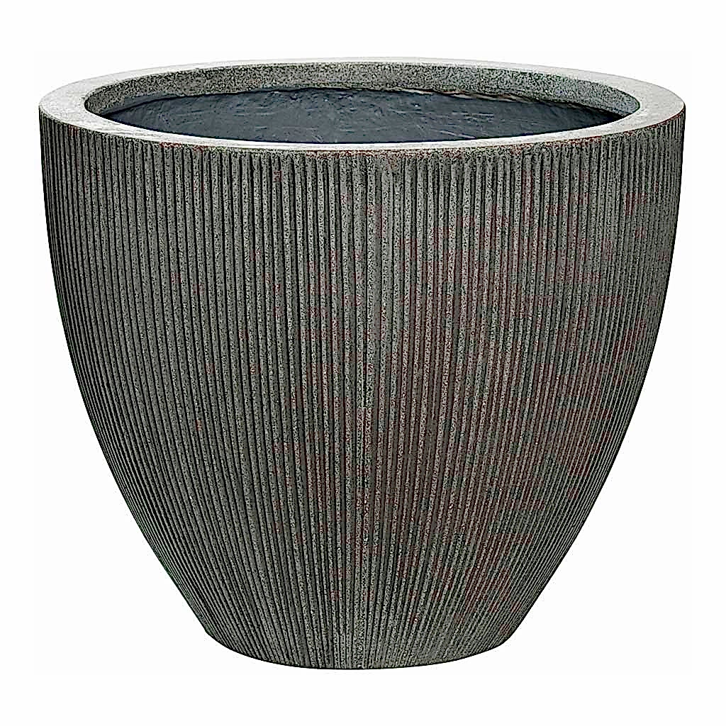 Jesslyn Plant Pot - Ridged Dark Grey
