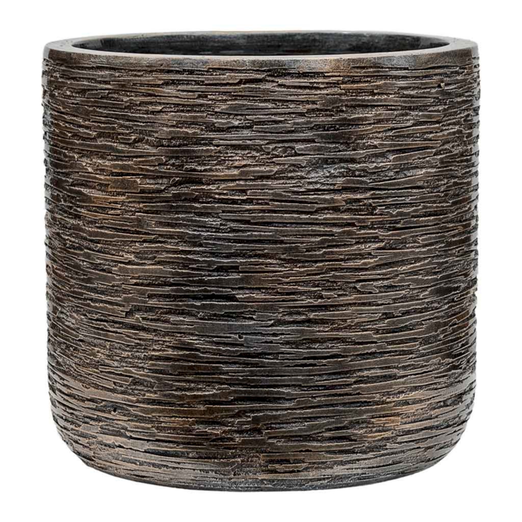 Luxe Lite Wrinkle Cylinder Planter Bronze