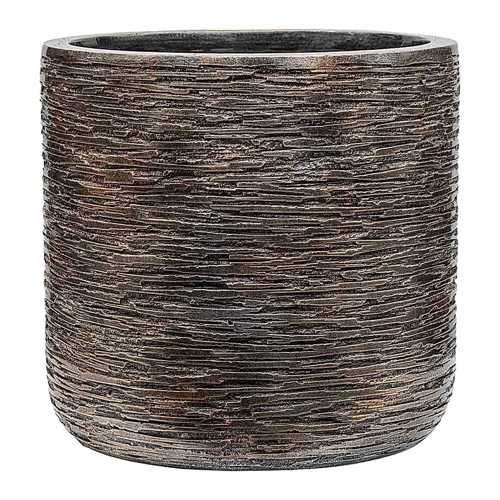 Luxe Lite Wrinkle Cylinder Planter Bronze