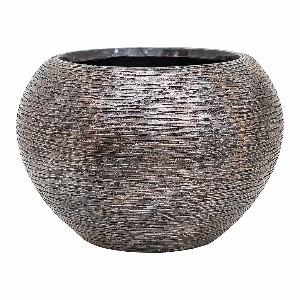 Luxe Lite Wrinkle Globe Planter Bronze